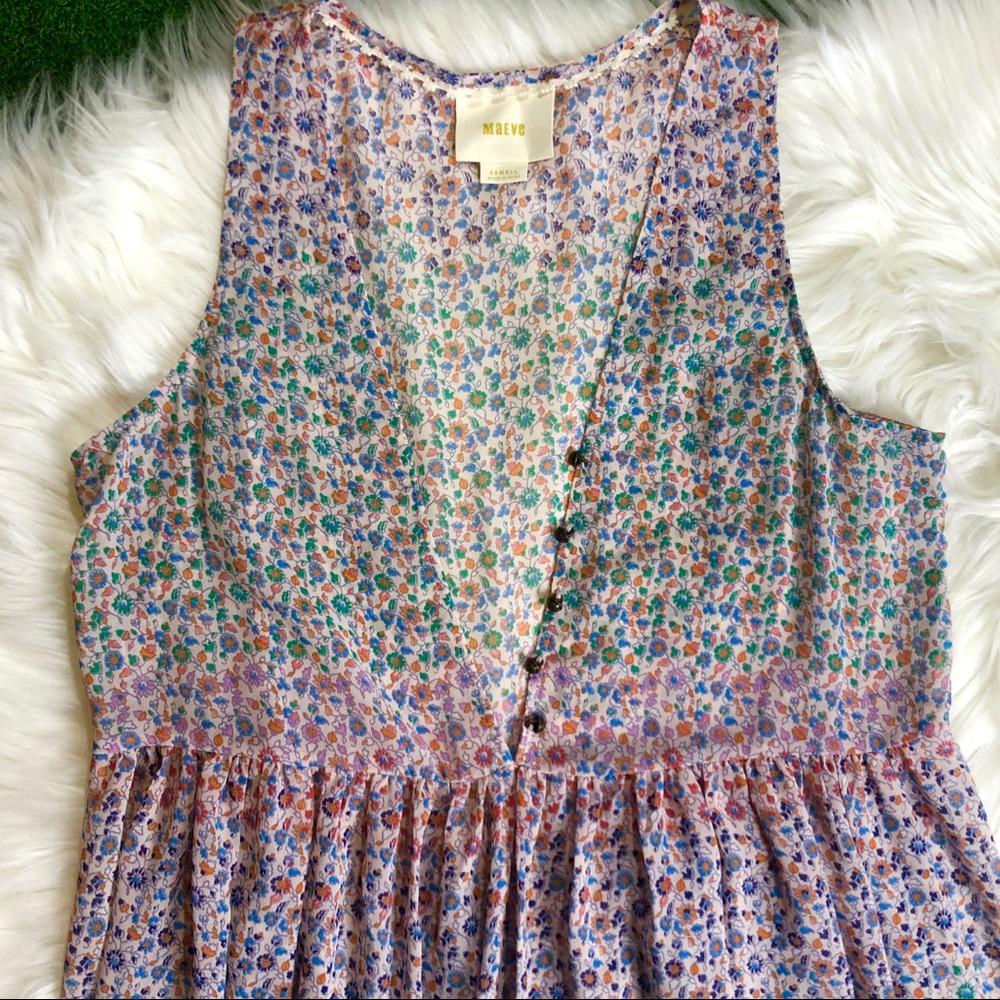 Anthropologie Maeve Floral Print V-Neck Dress - Picture 3 of 7